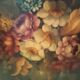 Peinture huile sur panneau ovale fleurs