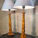 Pair of lamps in Bakelite wood style, 68x30, new lampshade, electrical working, very elegant.