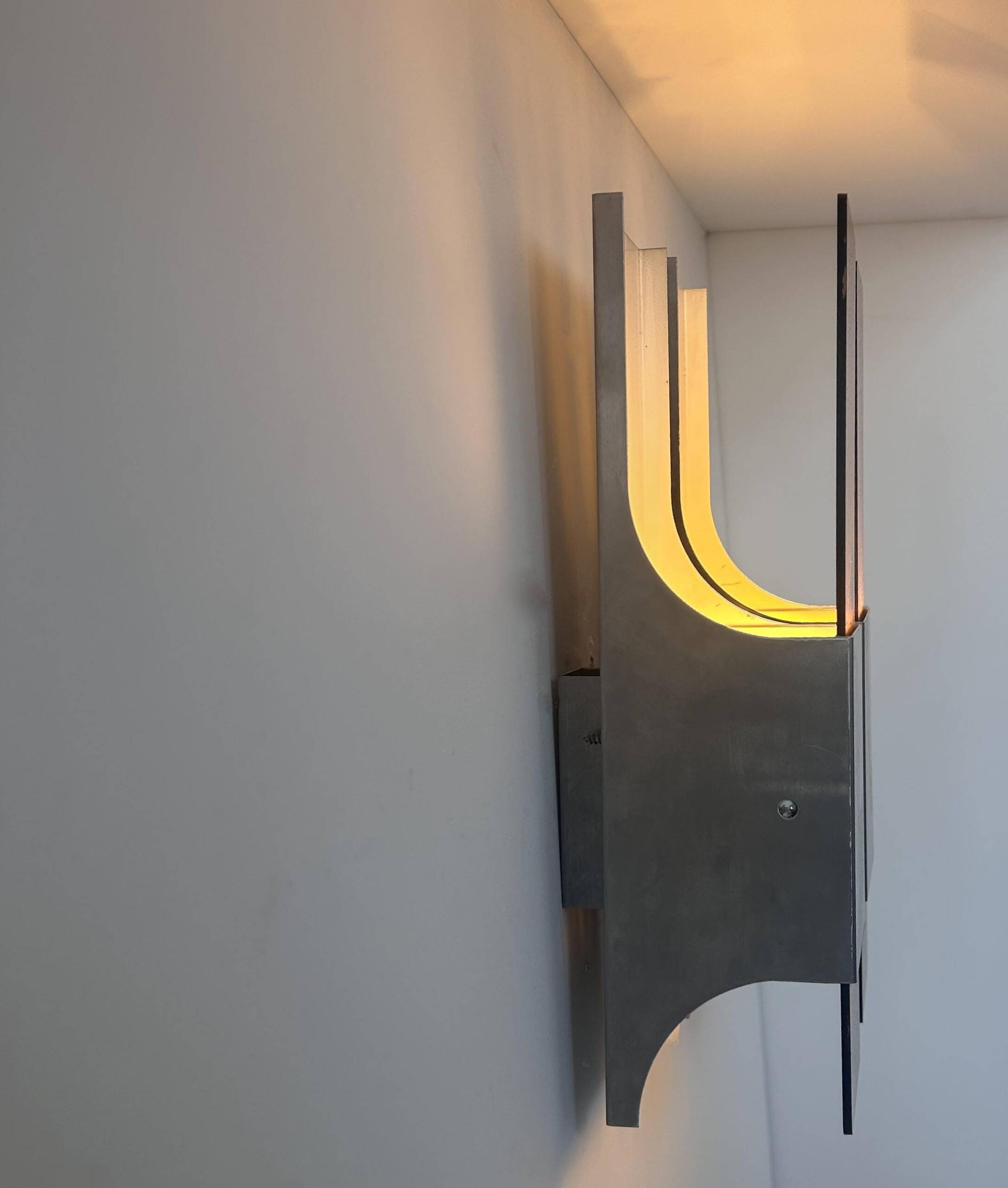Vintage double wall lamp in metal and perspex, France 1970s