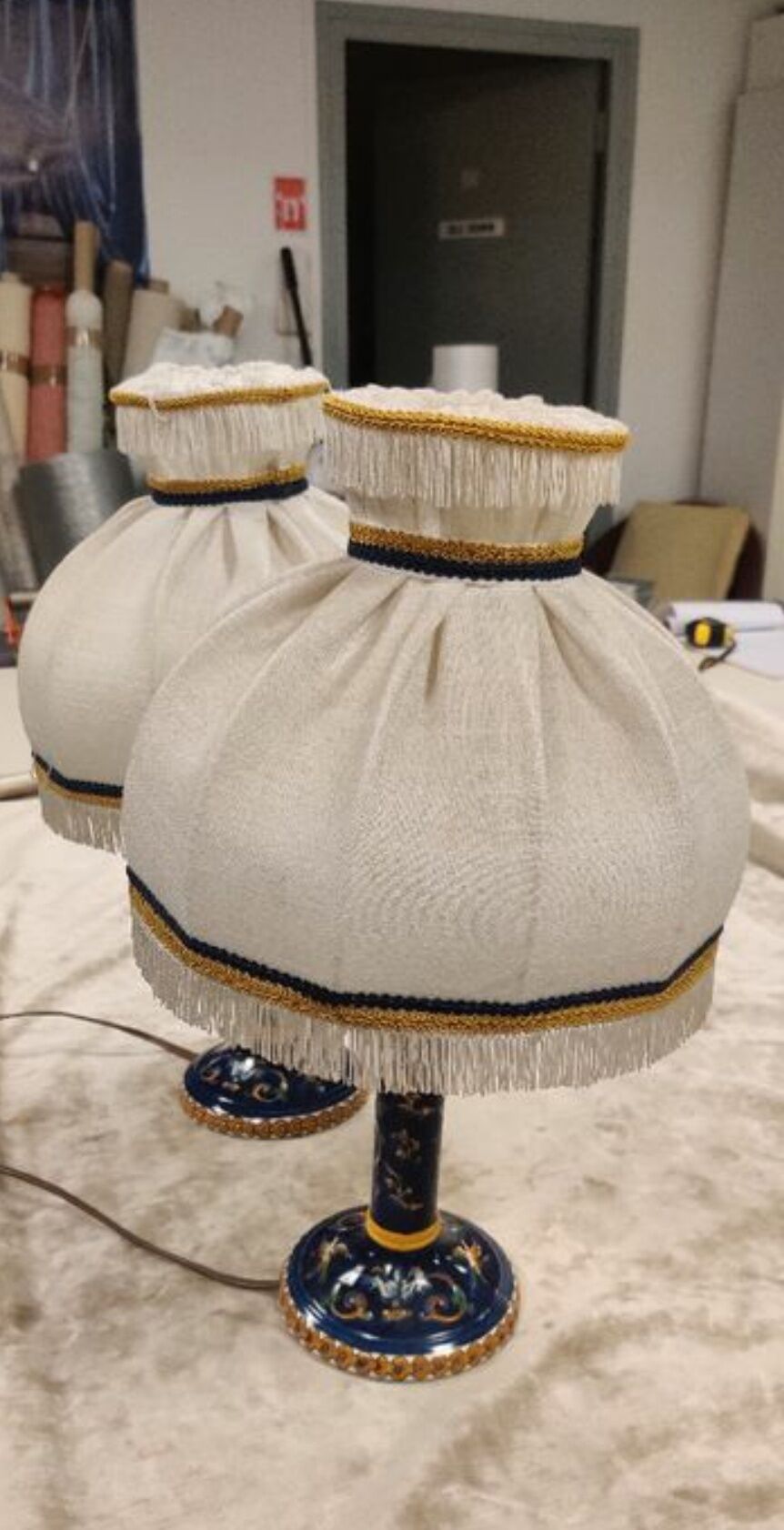 Pair of Gien porcelain bedside lamps
