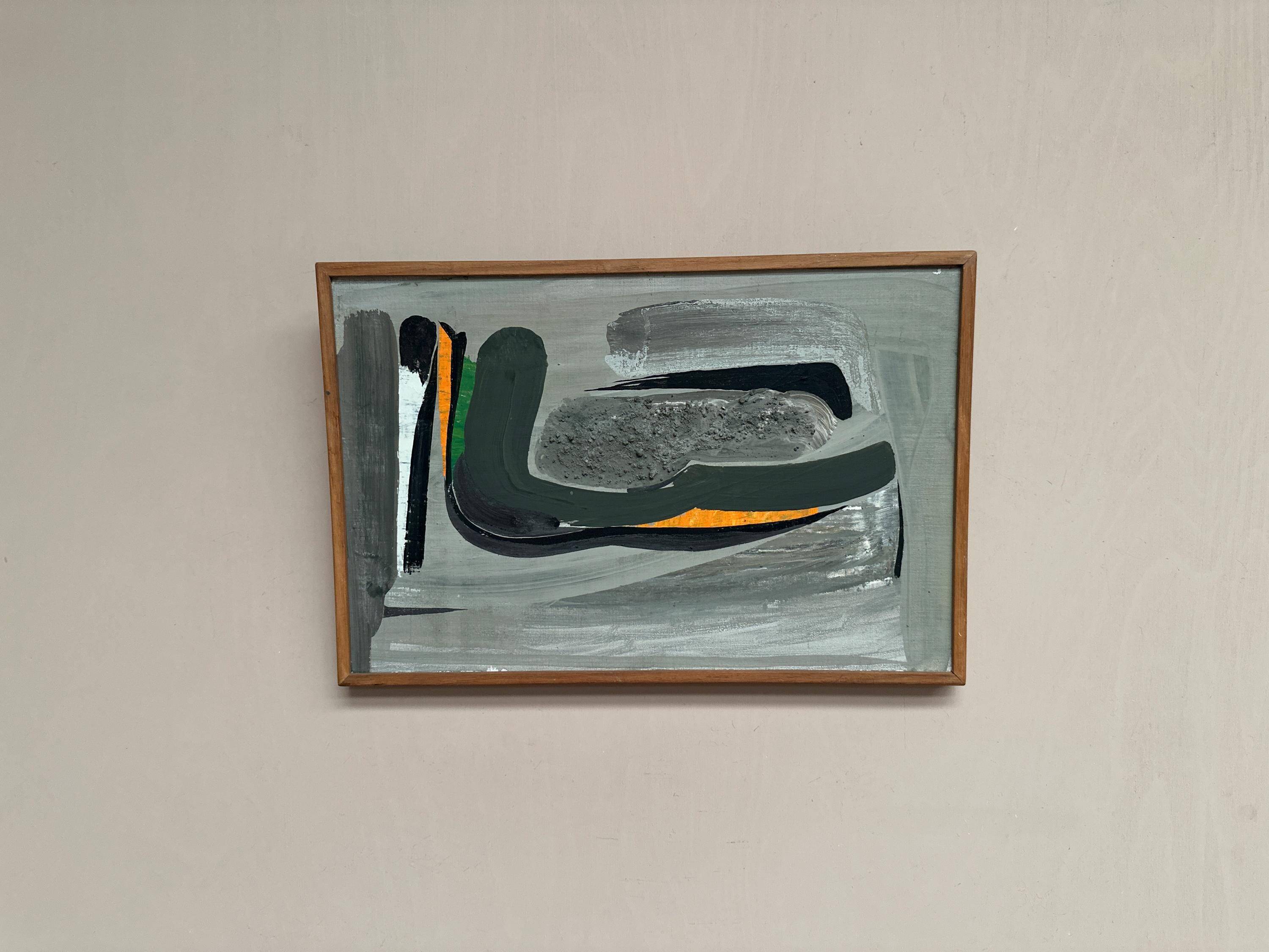 Huile sur toile originale suédoise – “Composition” attribuée à Olof Arén
