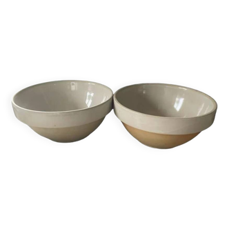 Set of two 2.5l salad bowls in vintage Digoin stoneware