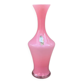 Ancien vase en opaline rose made in Italy - années 60