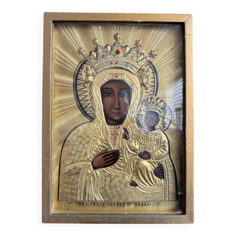 Painted icon and repoussé metal, Poland, early 20th century