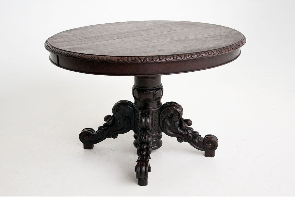 Antique center oak table, France, 1880s