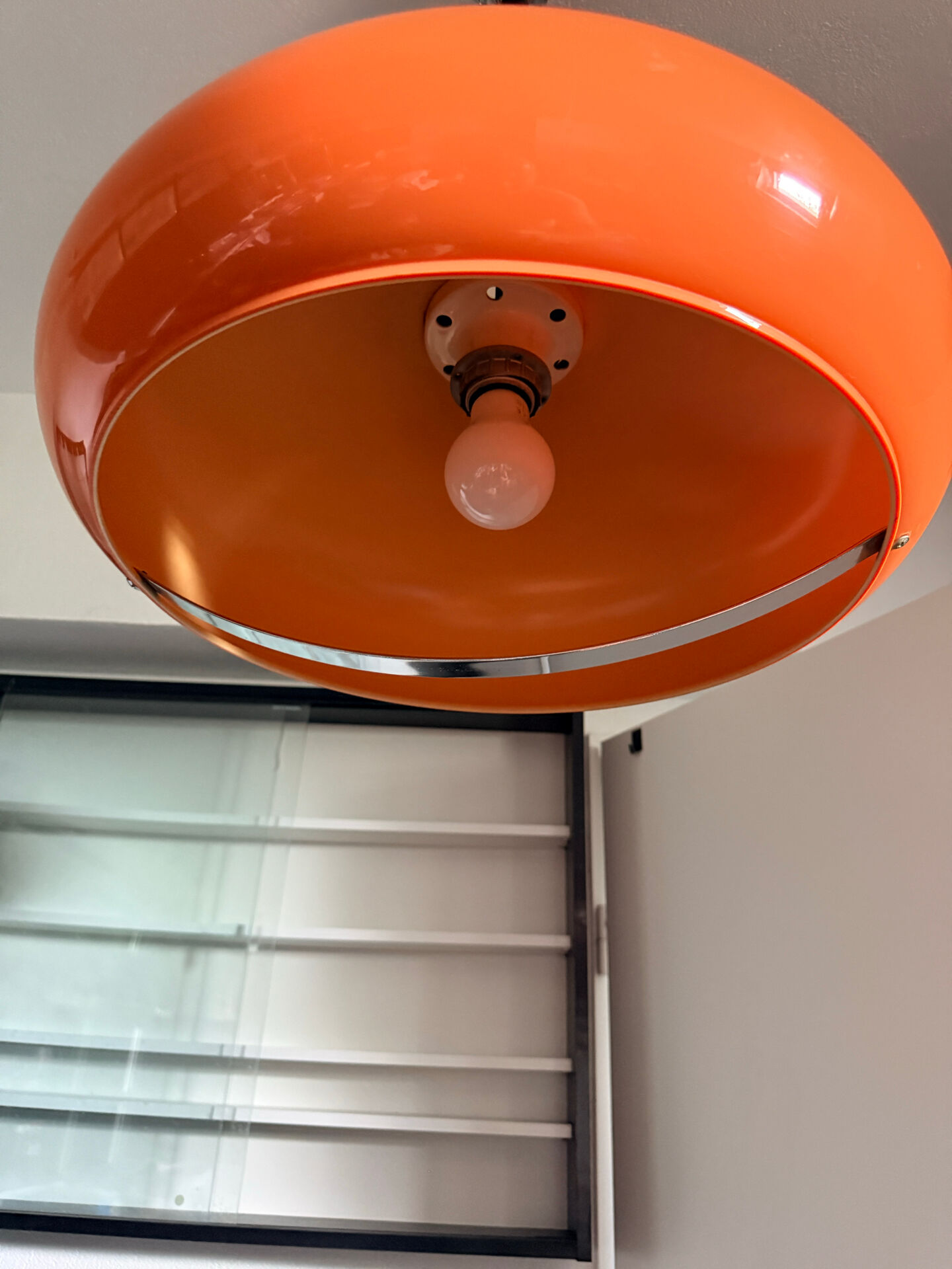 Suspension Space Age orange attribuée à Dijkstra Lampen