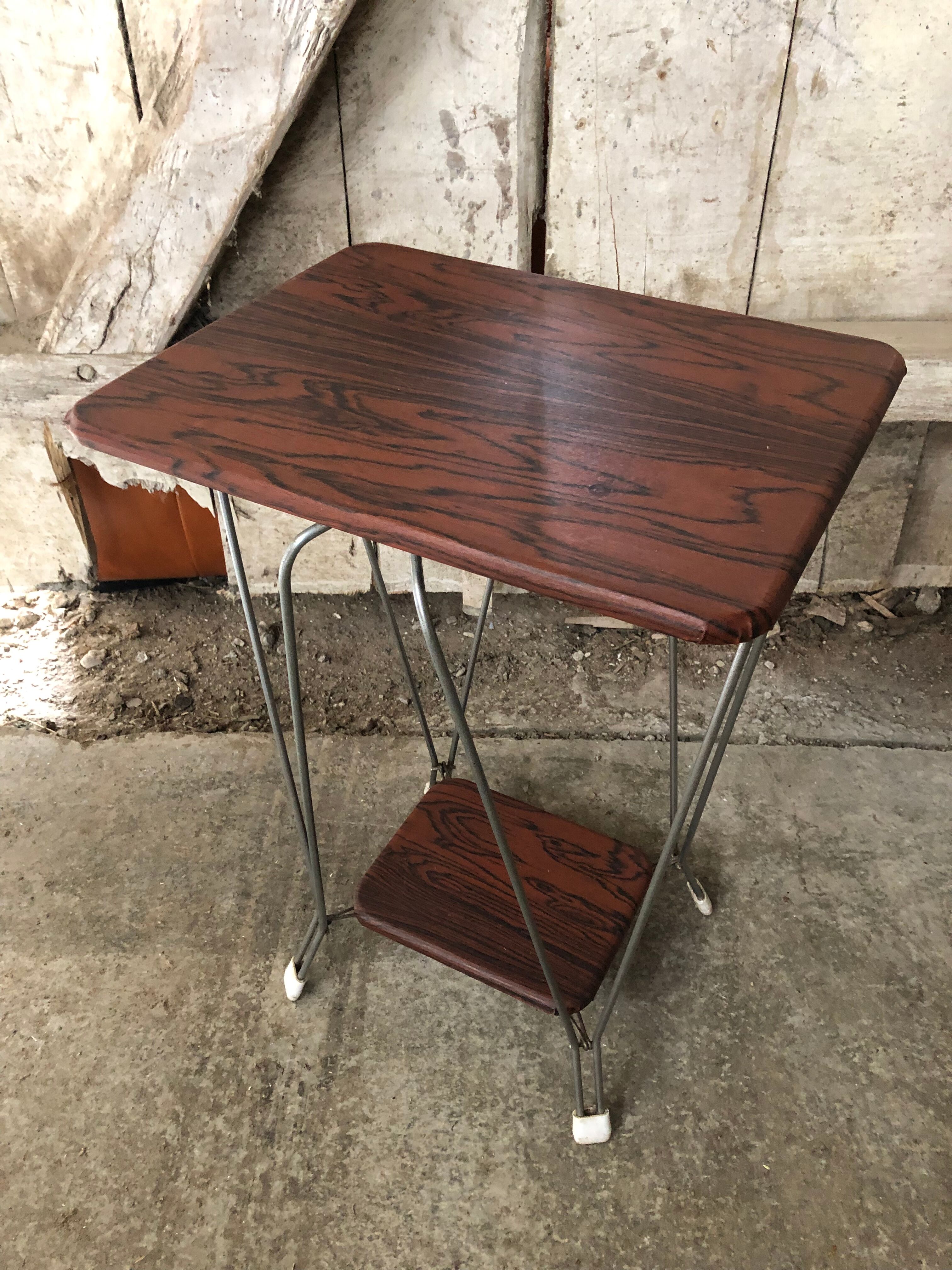 Old Double Tray Harness Wood + Feet Metal Curved Vintage