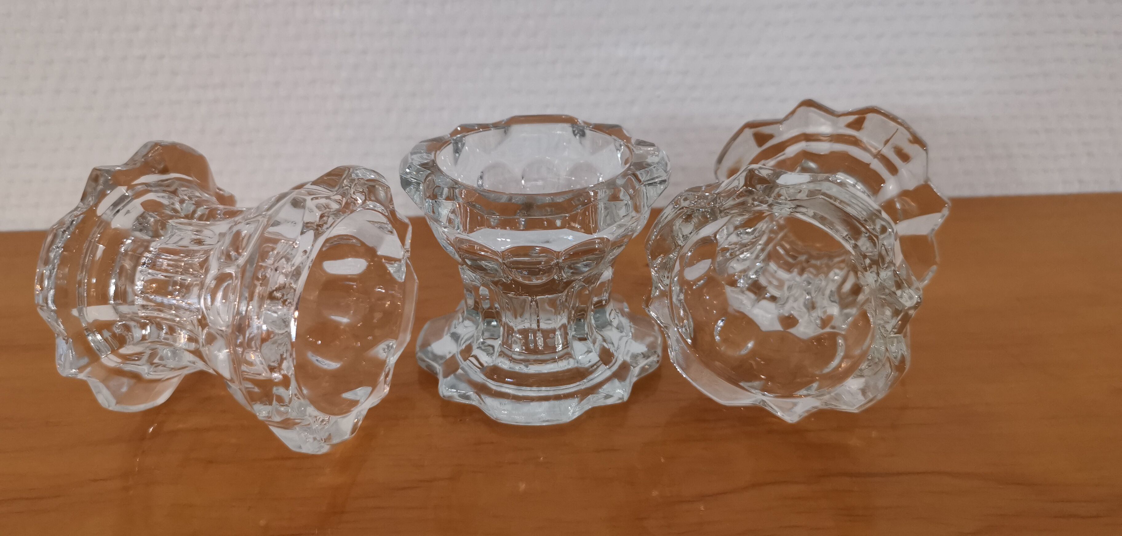 3 Reims glass candle holders France 1970s