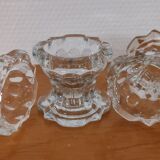 3 Reims glass candle holders France 1970s