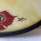 Vintage oval plateau in moulded resin and hammered metal, signed Datty.