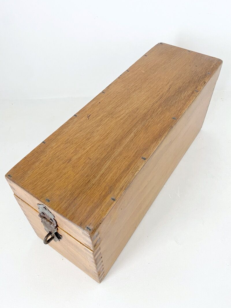 Old wooden library card box