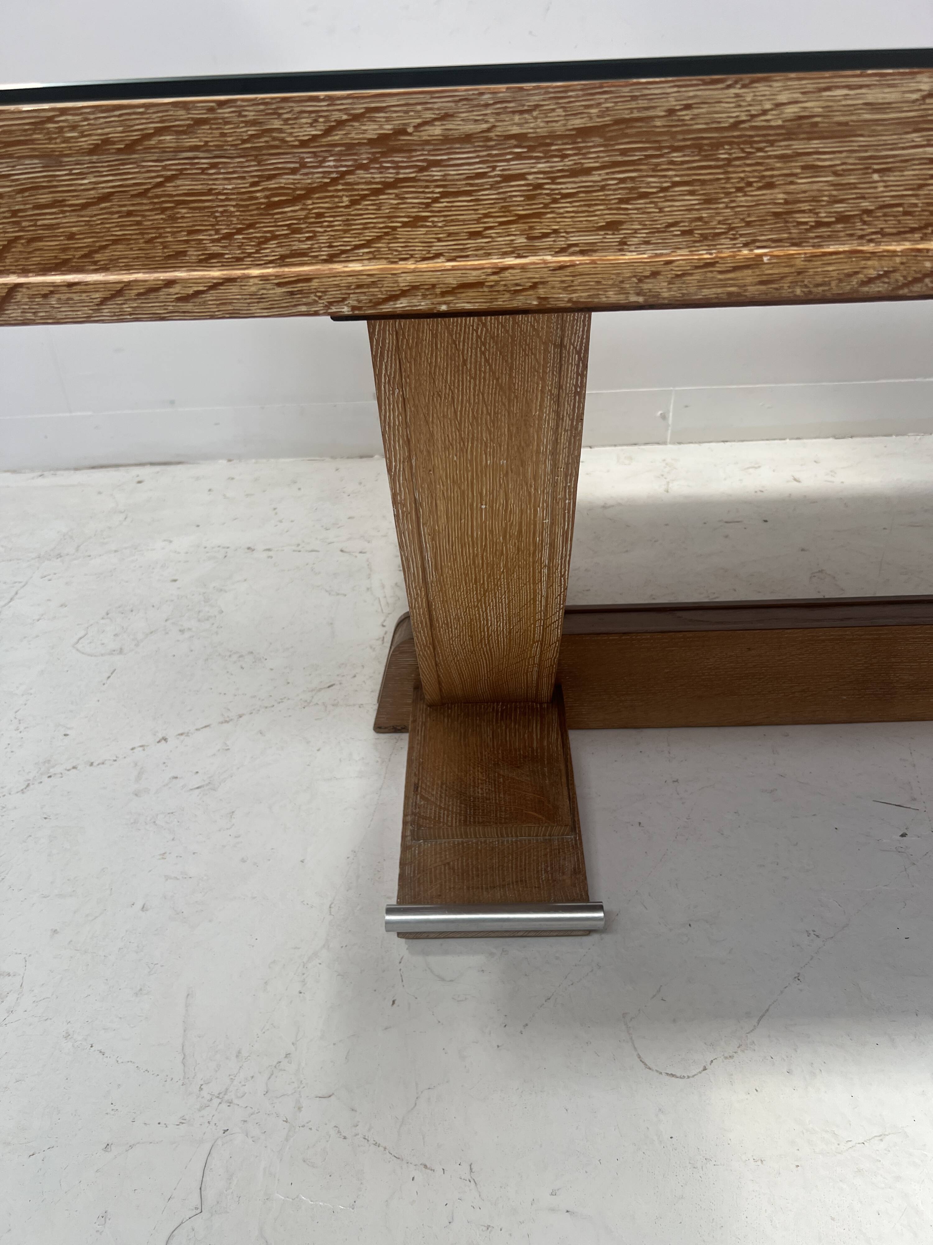 Table bureau Art Déco en chêne cérusé du XX siècle