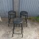 3 industrial black metal bar stools