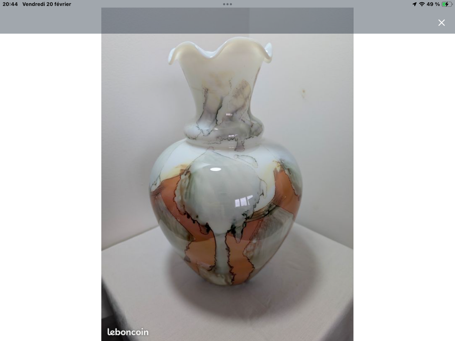 Italian vase Stelvia Empoli in amber marbled glass, 1960s.