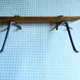 Double metal hook on wooden base