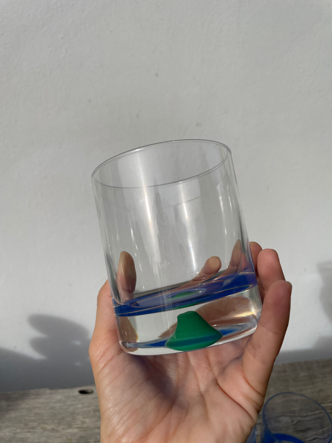 4 Verres à eau ou whisky Luminarc vert et bleu
