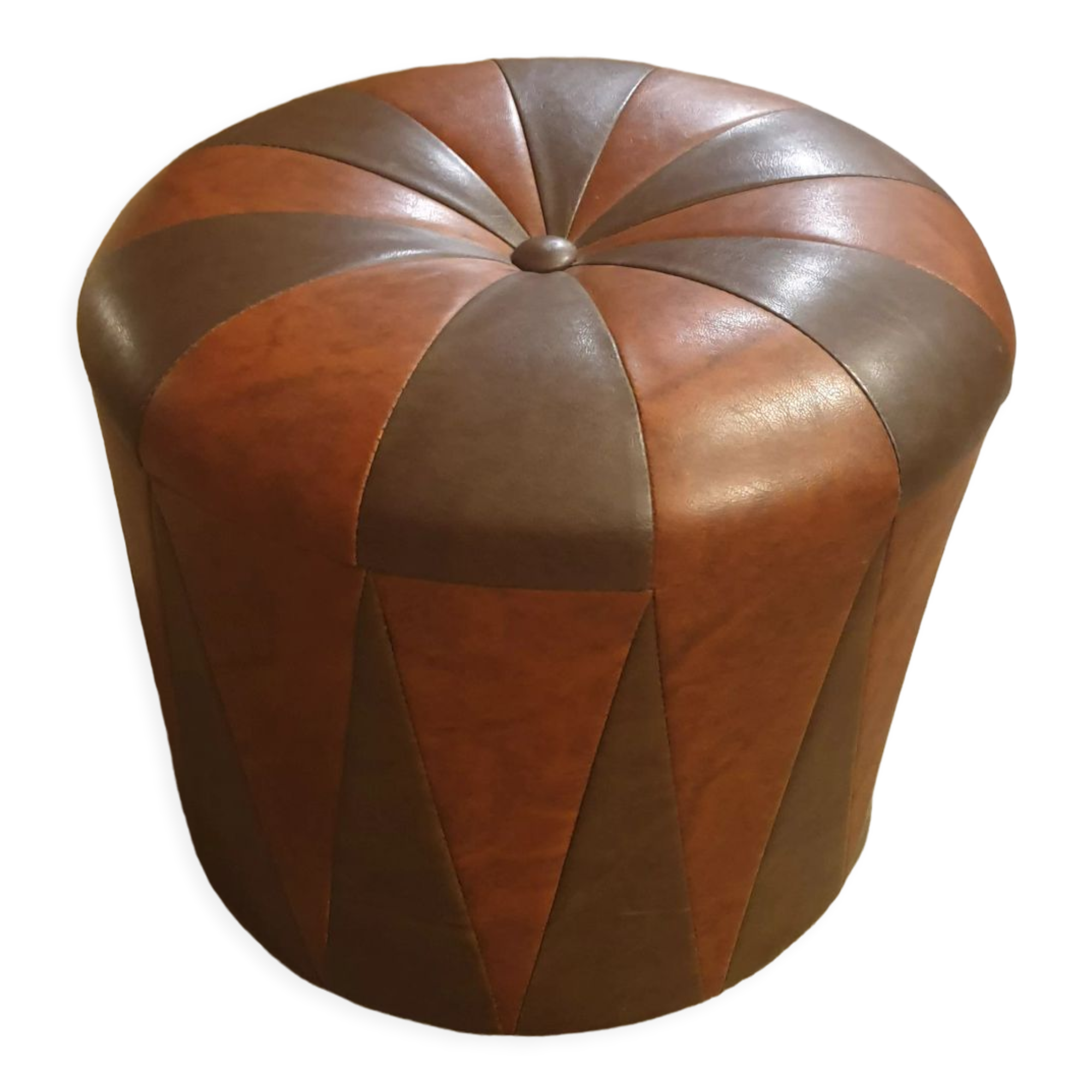 Vintage leather pouf