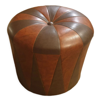 Vintage leather pouf