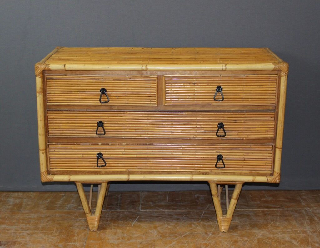 Bamboo design chest of drawers circa 1950