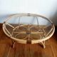 Table basse en rotin vintage 1970