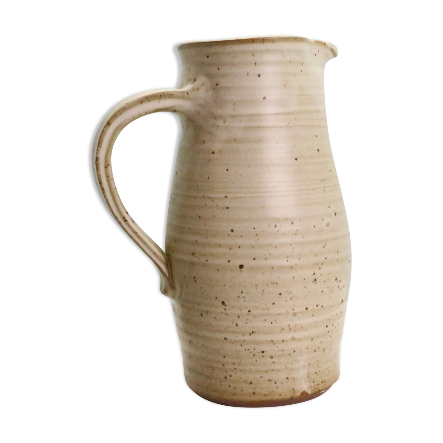 Glazed earth jug, Manziat pottery, rustic, vintage French