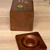 Set of 4 wooden spice jars
