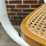 Cesca chair b32 model in white and wood by Marcel Breuer