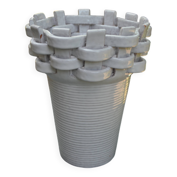White woven vase Italy 50s-60s