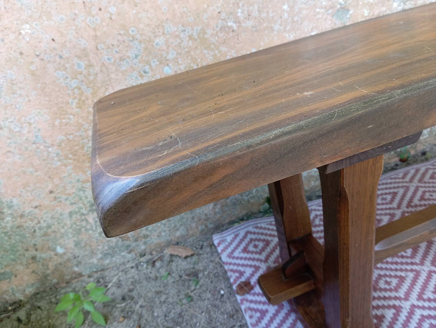 Pair of solid cherry wood farmhouse benches, 1950/60