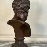 Bronze bust representing a philosopher after the Antique, 19th century, foundry Luppens.