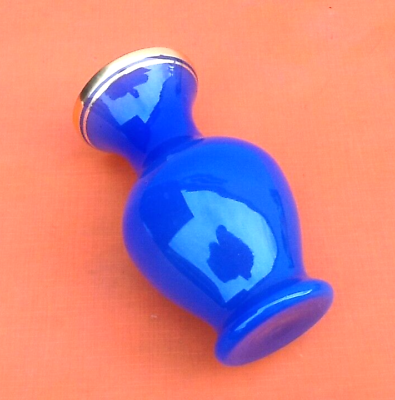 1960s baluster vase blue opaline collar with gilding foot douch