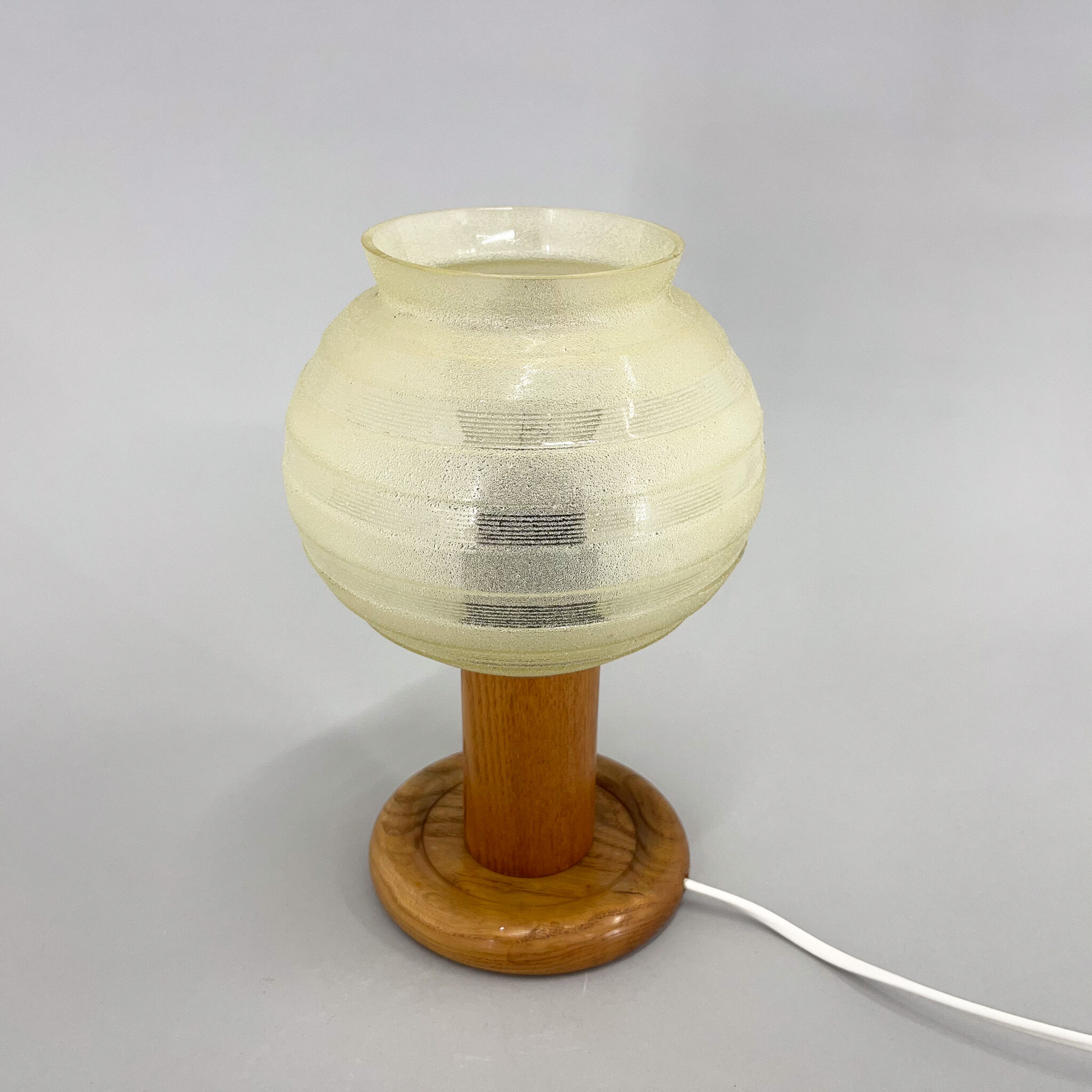 Mid-century Wood & Glass Table Lamp, 1970s