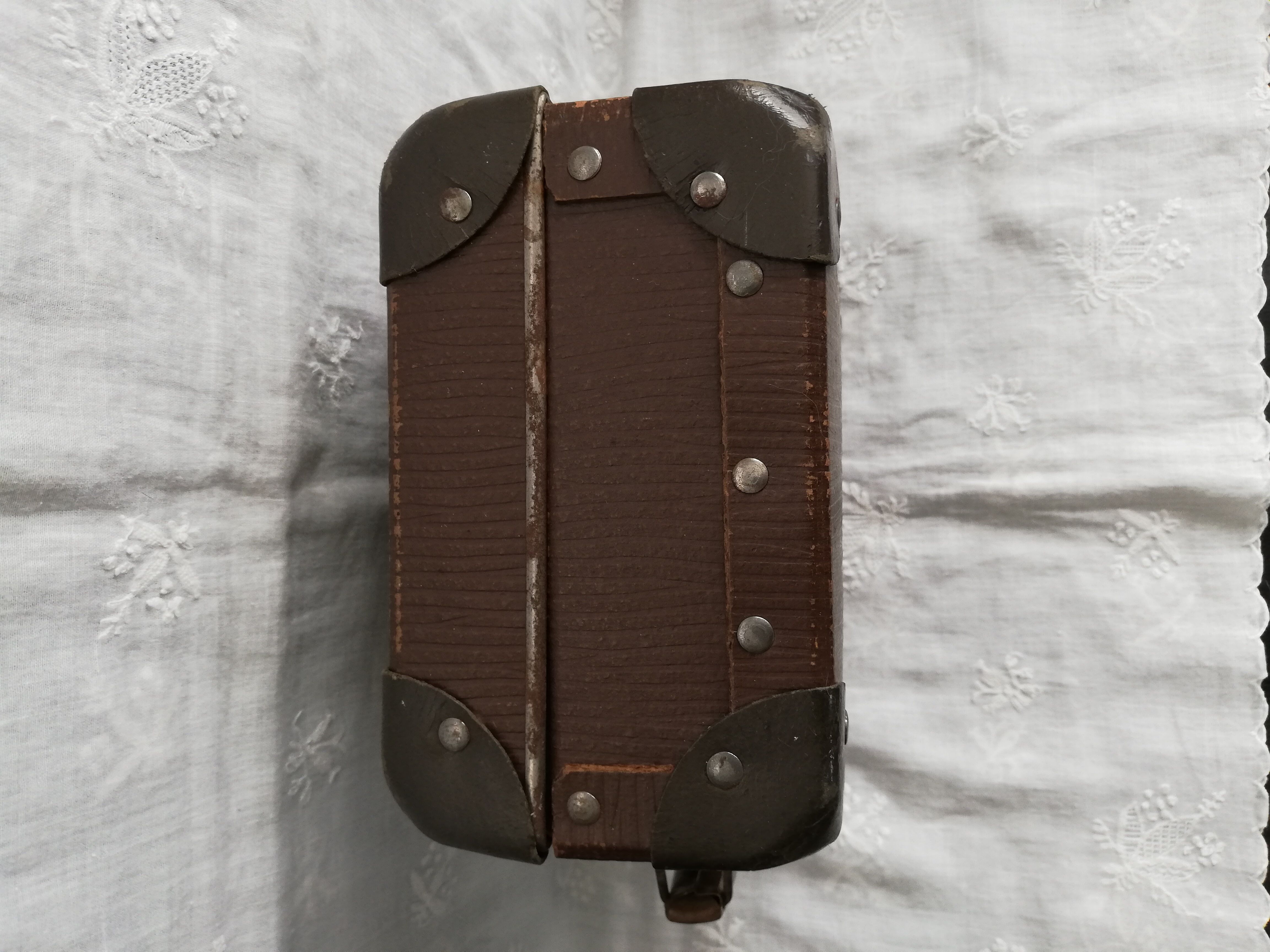 Old metal cardboard suitcase