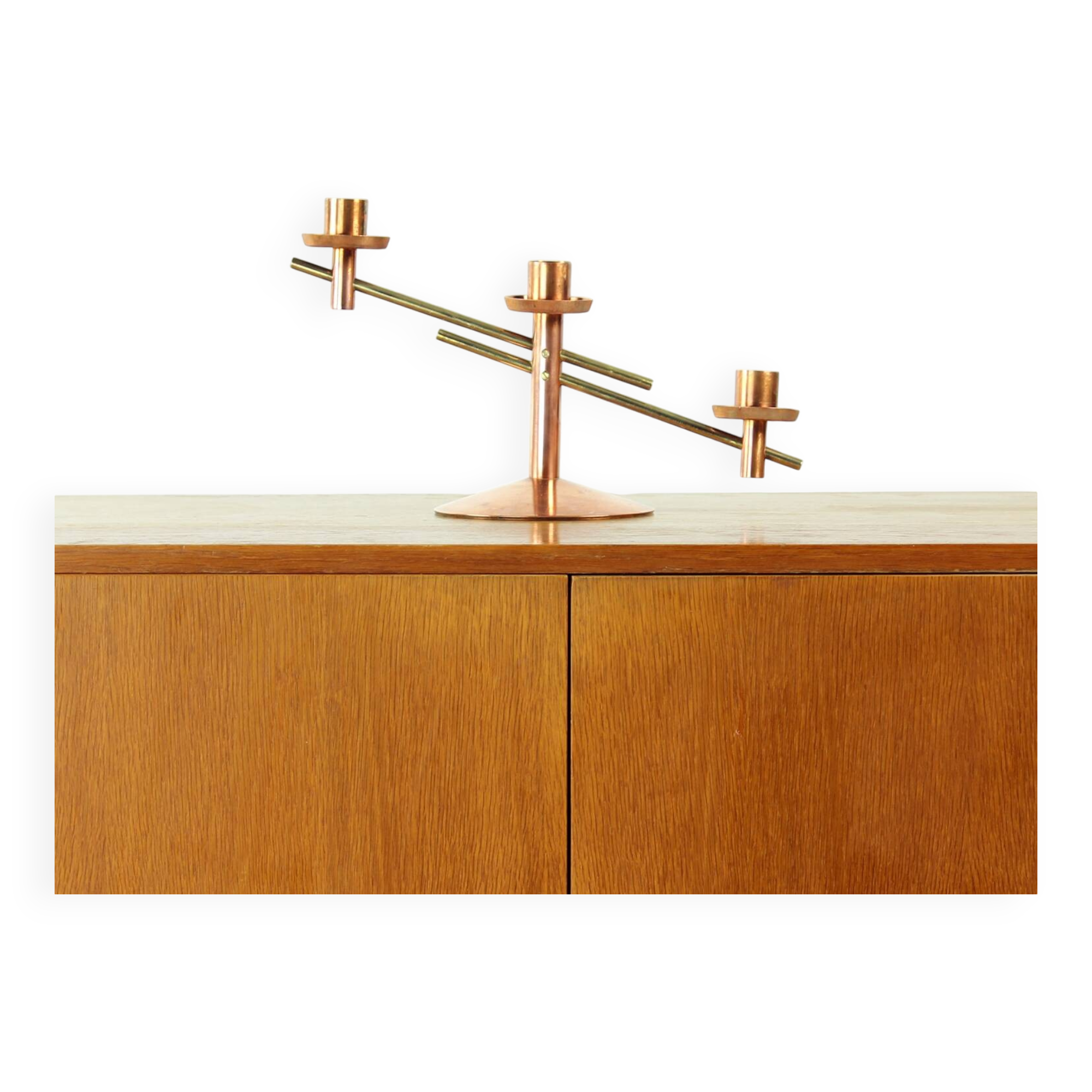 Bougeoir en cuivre et laiton, Tchécoslovaquie, années 1970