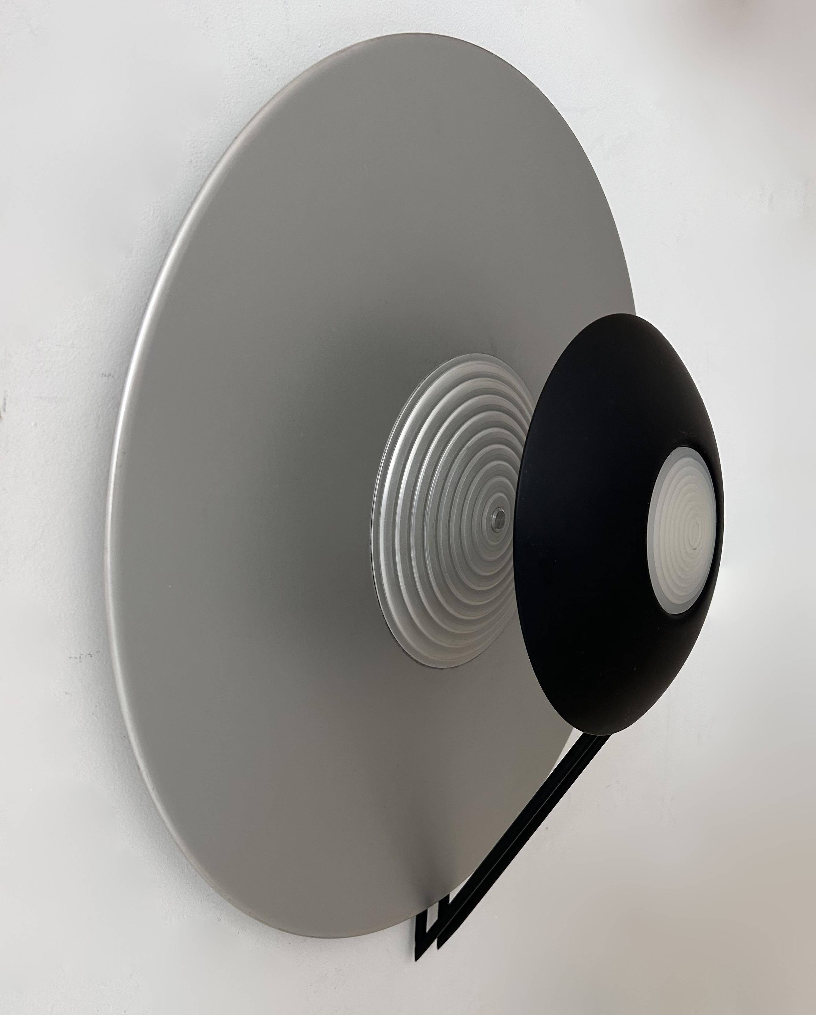 Vintage wall lamp, aluminum and sandblasted glass, Italy 1980