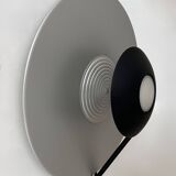 Vintage wall lamp, aluminum and sandblasted glass, Italy 1980