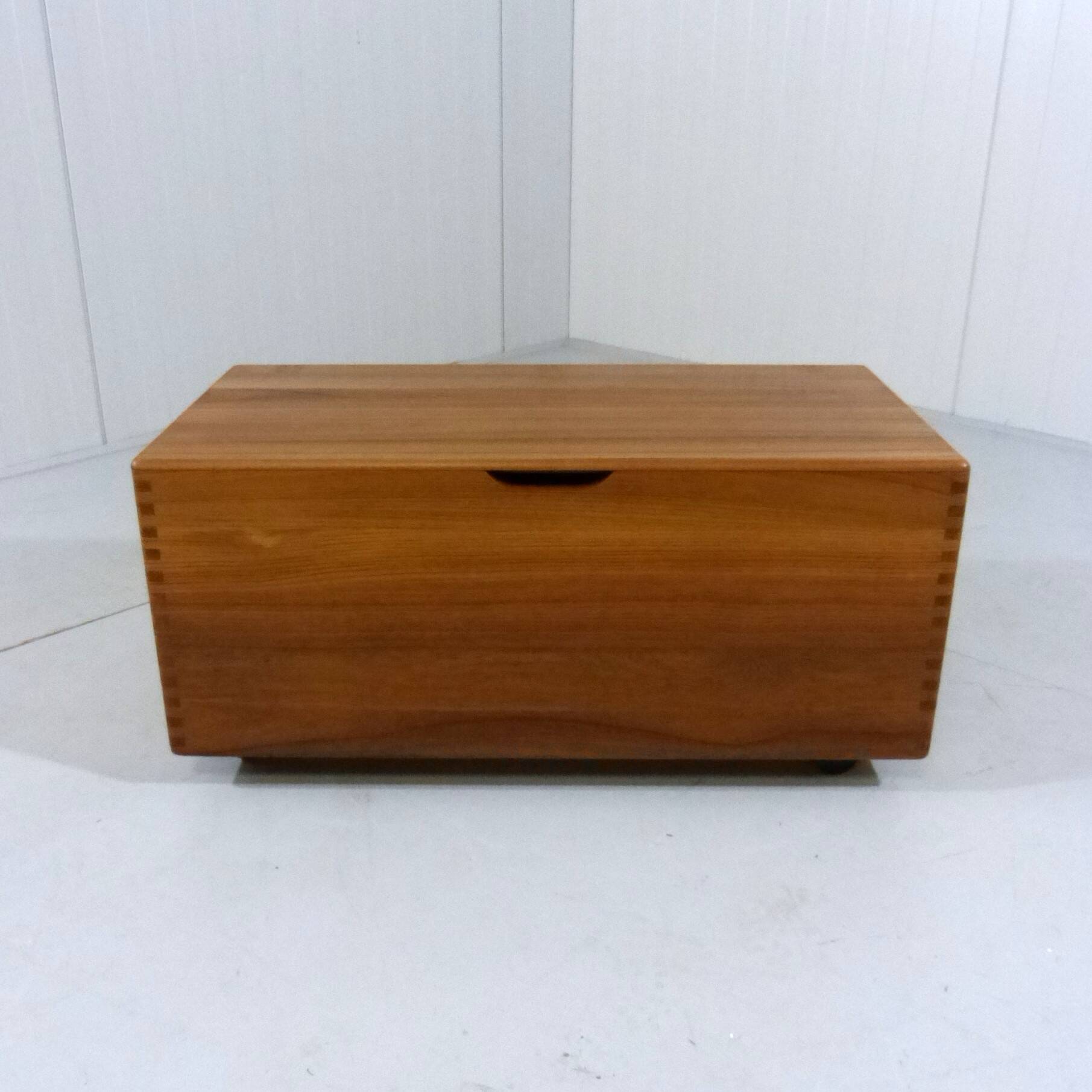 Salin Nyborg Teak Chest / Storage Box / Side Table on Wheels Denmark 1960s