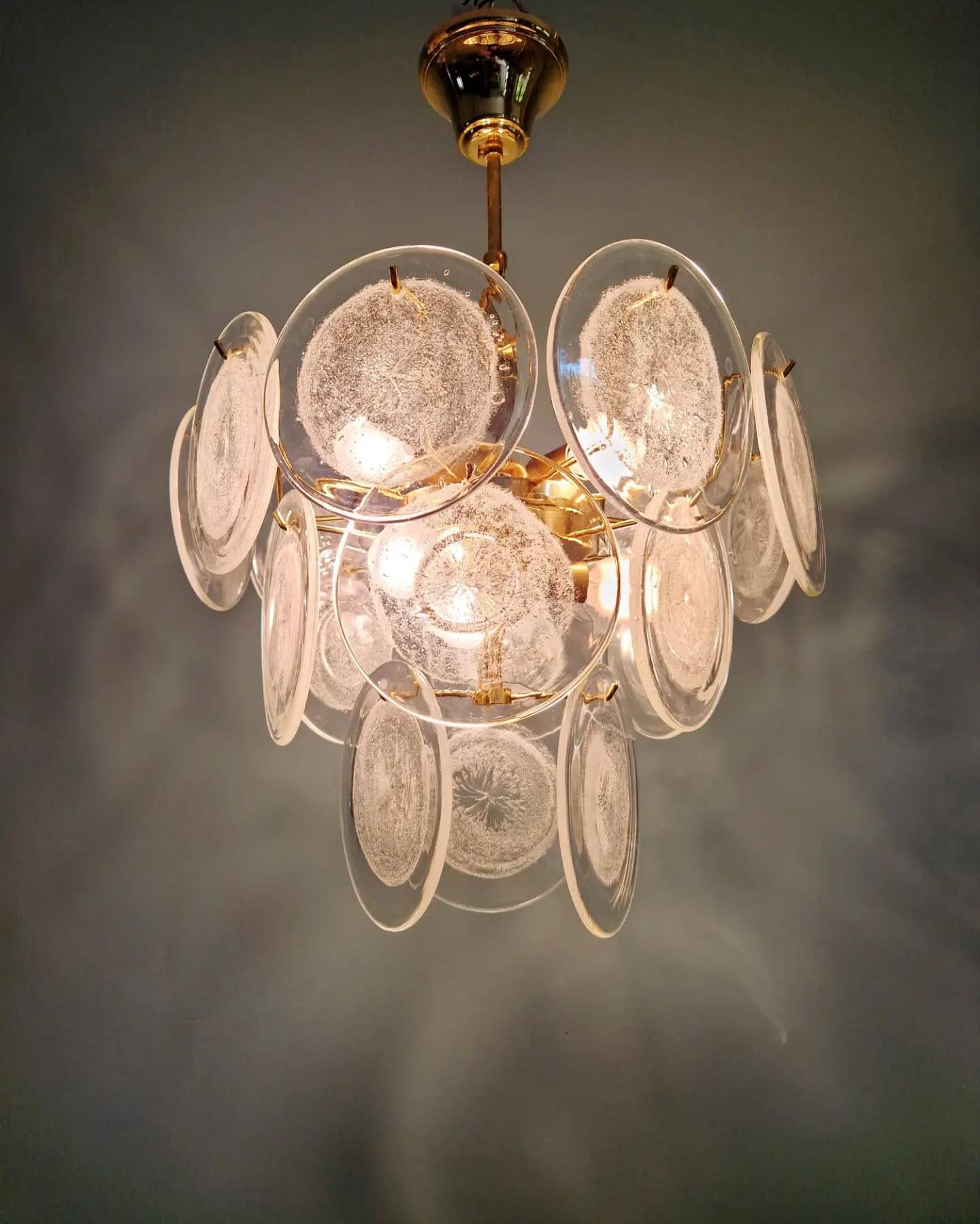 Murano glass disc chandelier, Italy, 1970s