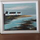 Painting signed oil painting of a seaside landscape