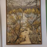 Oil painting on canvas, Claure Jallois, landscape cevenol ( 1959 )