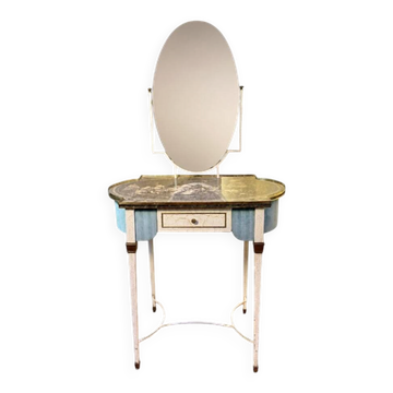 Coiffeuse originale - plateau au motif Toile de Jouy