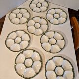 Lot of 8 oyster plates in GIEN France barbotine earthenware stamped