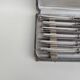 Box of 12 table knives in silver metal, art deco period.