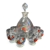 Enamelled glass service signed