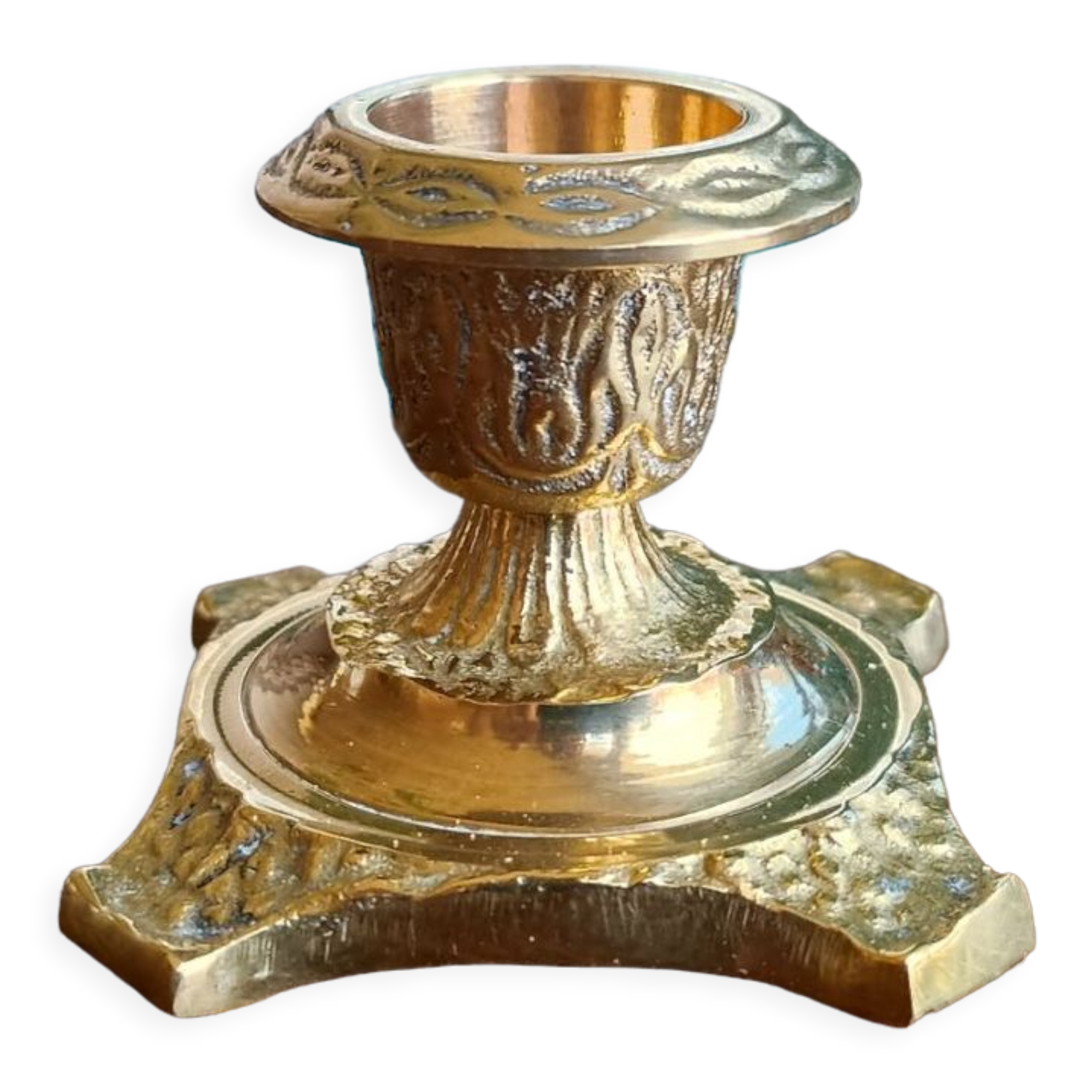 Gold solid brass candle holder