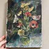 Bouquet, old fabric signed Rouban