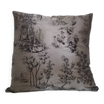 Housse de coussin en soie et velours