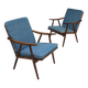 Pair of blue boomerang armchairs by Antonin Suman for Ton (Thonet) 1960