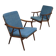 Pair of blue boomerang armchairs by Antonin Suman for Ton (Thonet) 1960