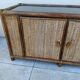 Vintage sideboard TV unit in rattan, bamboo and glass.